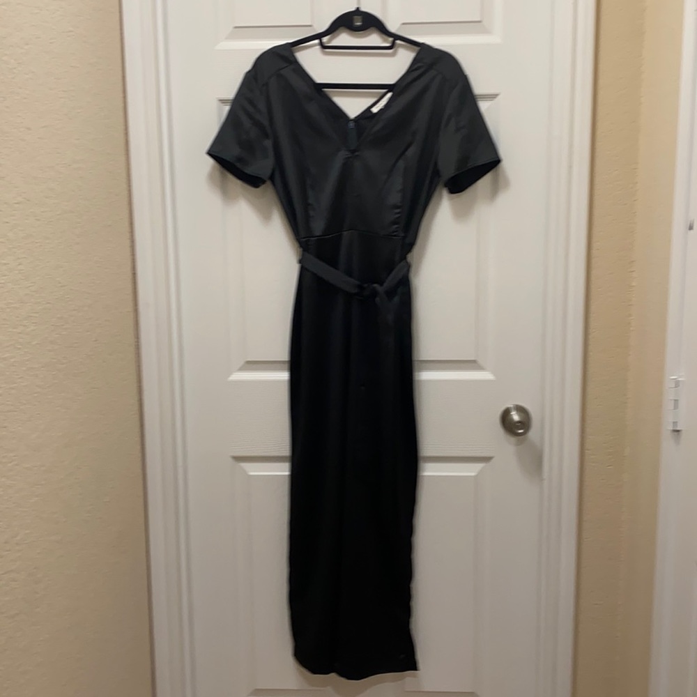 Satiny V-neck Jumpsuit
